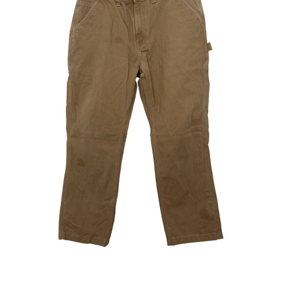 Carhartt Mens Relaxed Fit Brown Work Pants 38x30 100% Cotton Durable SOME STAINS - Picture 2 of 12